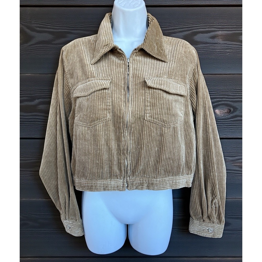 VTG 90s County Seat Corduroy Cropped Zip Medium Jacket NWT Deadstock Tan Cotton